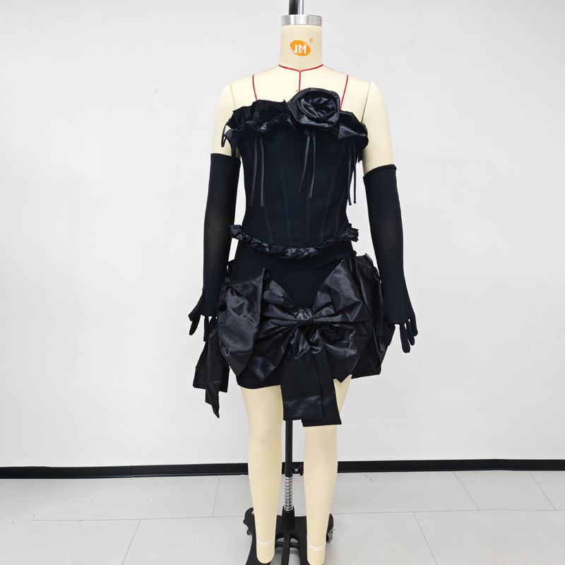 European and American Cross-Border Sexy Strapless Floral Butterfly Knot Waist Bandage Dress Women's Party Dress with Gloves European and American Cross-Border Sexy Strapless Floral Butterfly Knot Waist Bandage Dress Women's Party Dress with Gloves