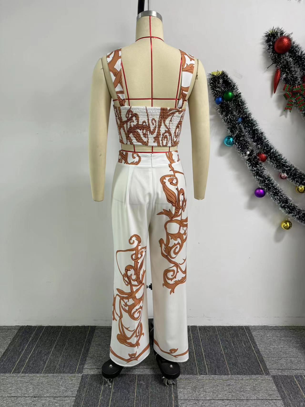 Sexy Printed Suspenders High Waist Wide Leg Pants Two Piece Set 8 Sexy Printed Suspenders High Waist Wide Leg Pants Two Piece Set