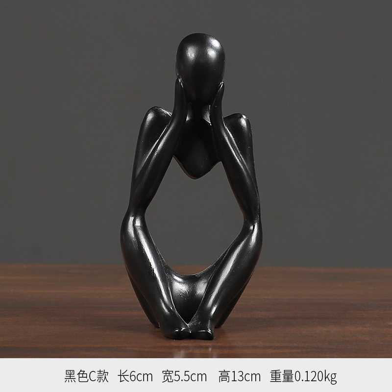 国境を越えた人気のミニ左思右想樹脂装飾品北欧抽象キャラクター工芸品ライト高級ホームデコレーション|undefined