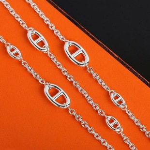Long Sweater Chain with Pig Nose Design, Titanium Steel Non-Fading Shoulder Chain, Summer Clothing Chain, Yongyi Ouqing