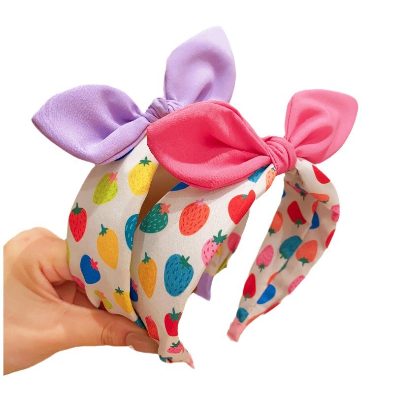 Chica coreana dulce arco de fresa banda ancha para niños clip de cabello para niñas antideslizante prensado banda para el cabello adornamientos para el cabello