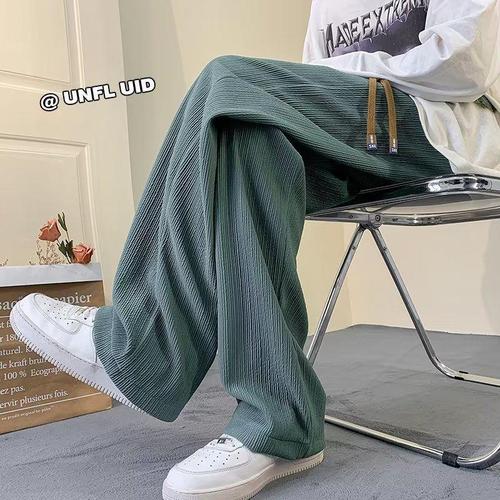 Ice Silk Straight-leg Pants for Men, Summer Thin Quick-Dry Trousers—Trendy Brand, Flowing Silhouette, Casual & Sporty Wide-Legged Long Pants for Summer