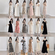 实拍水墨印花吊带连衣裙女2024夏季新款设计感气质收腰显瘦长裙子