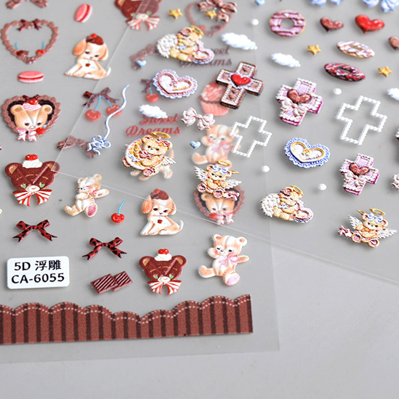 Cute, Retro Style Cute Retro Cross Cartoon PET Tpu Nail Patches