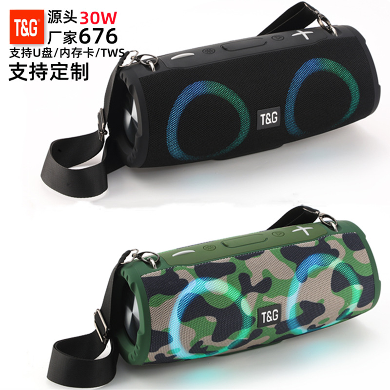 Transfronterizo TG676 altavoces Bluetooth al aire libre 30W batería de alto volumen subwoofer correa de tarjeta de audio Bluetooth inalámbrico