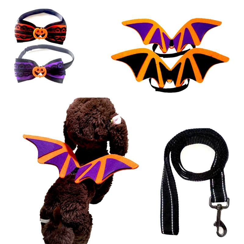 Костюм для кошек и собак на Хэллоуин: крылья летучей мыши, галстук-бабочка, аксессуары для трансформации, поводок, европейский и американский стиль