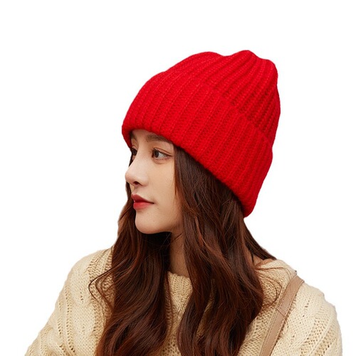 Cool hat, large head circumference, thick yarn, children's spring versatile warm loose face-saving ear protection knitted hat, beanie hat, fashionable