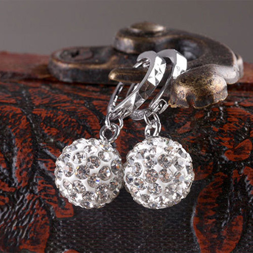 Cute Shambhala full rhinestone earrings, silver-plated earrings, princess ball earrings, fashionable temperament earrings, earrings