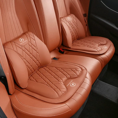 for the new E300L/GLC/E-Class C260L/b/mlA200L, with | Headrest - 2-mercedes-benz-lumbar-supports-2-seat-cushions-ochre-brown