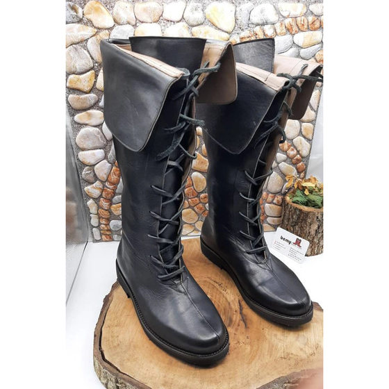 2024 Amazon Independent Station Cross-border Foreign Trade New Medieval Renaissance Officer plus size Lace-up Men's Boots