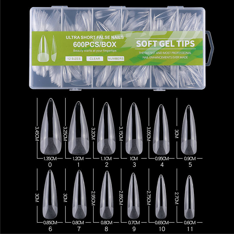Transfronterizo nuevo manicuras de manicuras sin grabar delgado semigrasado sin marcas europeas y americanas dedo falso esmerilado 600pcs manicuras al por mayor