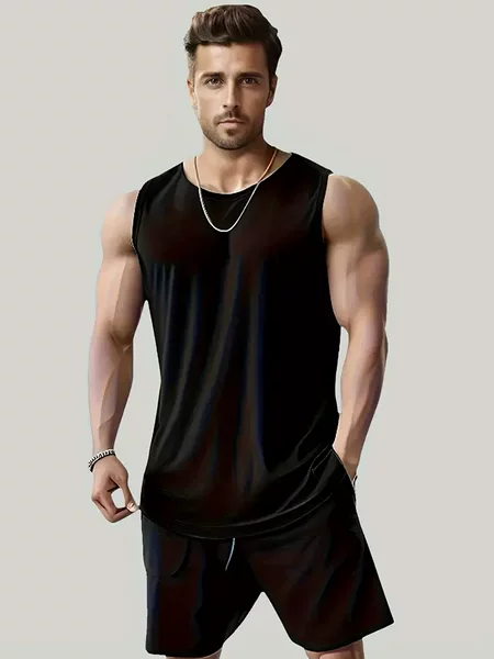 European and American Size Men's Sports Quick-drying Sleeveless Vest Running Gym Outdoor Leisure Breathable Moisture-wicking Vest