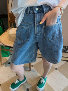Plus-Size Women's Summer Wide-Leg Denim Shorts High-Waisted Loose Slimming Design Thin Mid-Length Shorts