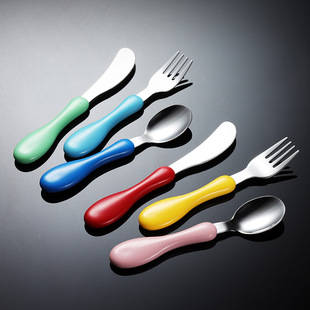 En 304 Stainless Steel Children's Cutlery with Hulu Handle Knife and Fork Spoon Western Tableware Maternal and Infant Gift Portable and Colorful