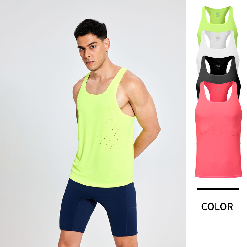 New Light-weight Sweat-absorbent Breathable Sports Quick-drying Clothes Women's I-character Back Wind Tunnel Professional Marathon Running Vest for Men