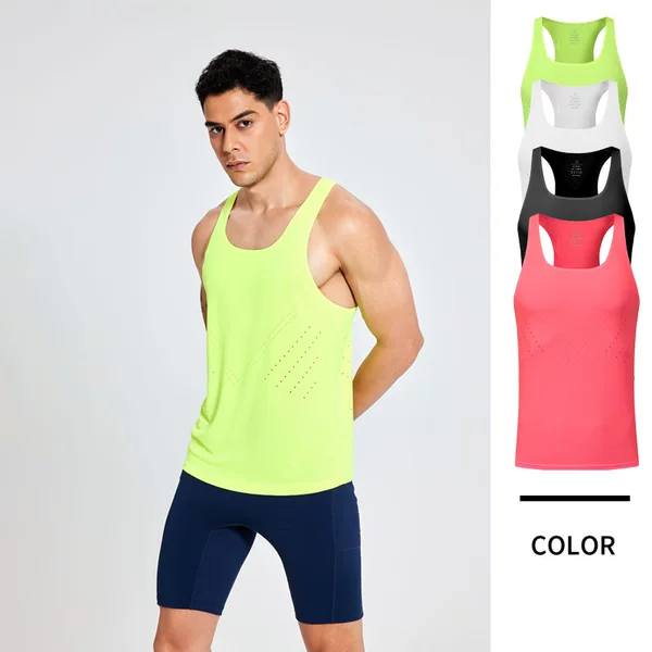 New Light-weight Sweat-absorbent Breathable Sports Quick-drying Clothes Women's I-character Back Wind Tunnel Professional Marathon Running Vest for Men