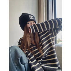 2834# superniniyy 海盐奥利奥升级澳绒加厚温暖感慵懒条纹打底衫