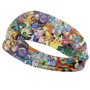 Japanese and Korean Pikachu Headbands for Men and Women, Elastic Hairbands, Printed Hairbands, Sports Hairbands, Good Luck Cartoons, Cute