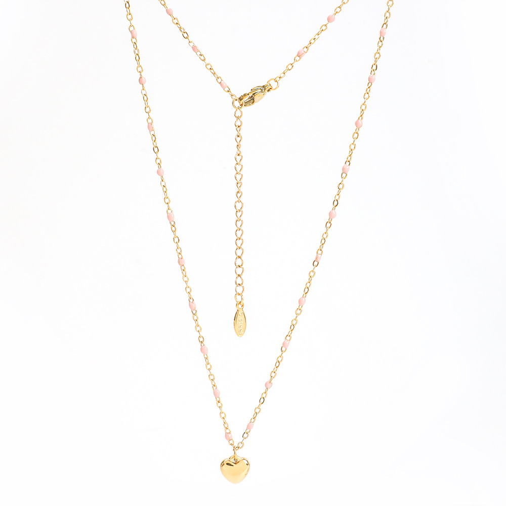 6g Weight Pendant Necklace Classification 1 Piece Quantity Daily, Street Occasion Stainless Steel, Titanium Steel Material Heart Shape Pattern Women's Gender Enamel, Plating Design Simple Style Style Simple Style Heart Shape Stainless Steel Titanium Steel Enamel Plating Pendant Necklace 3