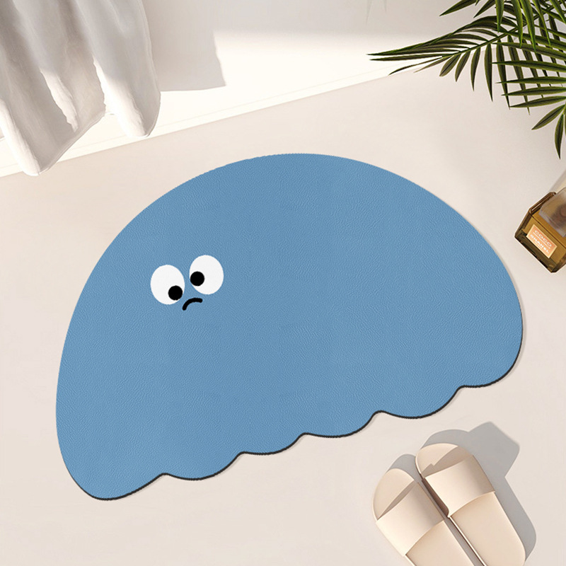 卡通搞怪表情不规则浴室防滑垫卫生间门口吸水地垫家用硅藻泥地垫