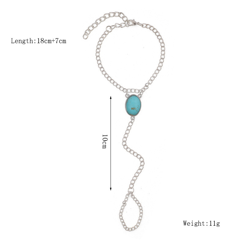 Commerce Extérieur Rétro Simple Longue Turquoise Bracelet Européen Et Américain Ins Créative À La Mode Unique Doigt Chaîne Accessoires Féminins display picture 1