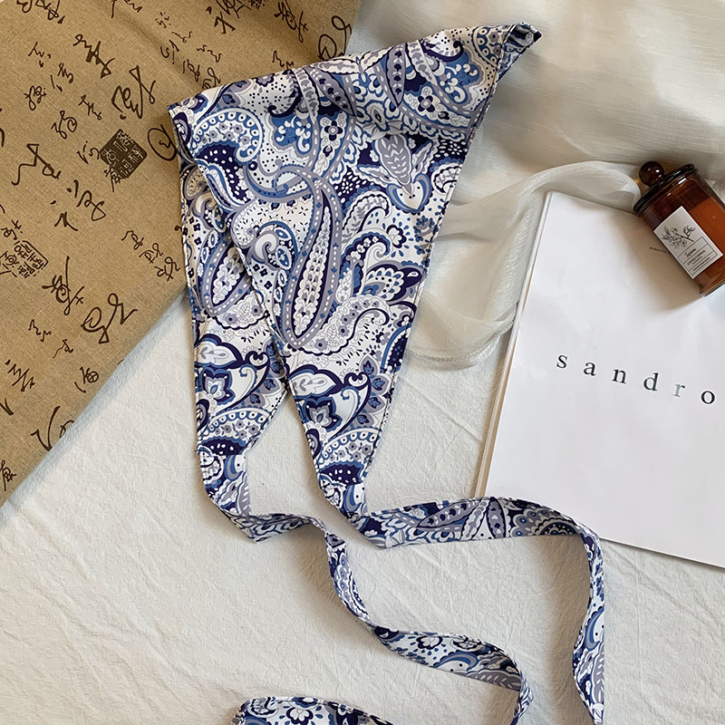 Toalla triangular, sello de cintura de verano, cintura, cortina de pedos, flor de anacardo, bufanda de seda de alta calidad, pañuelo en la cabeza, cinta para el cabello, fábrica de procesamiento personalizada