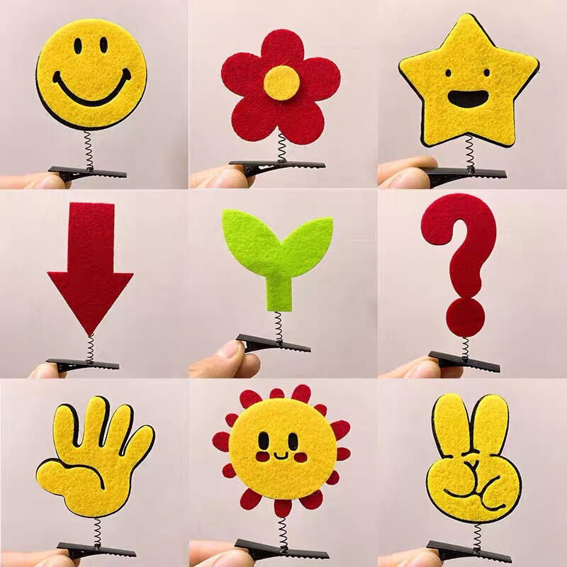Cute Expression Hair Clips, Rock-Paper-Scissors Duckbill Clips, Children's National Day Performance Hairpins, Holiday Decoration Hair Accessories