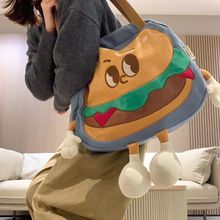 小红书新款可爱系列汉堡包大容量单肩包小众帆布斜跨包创意包包