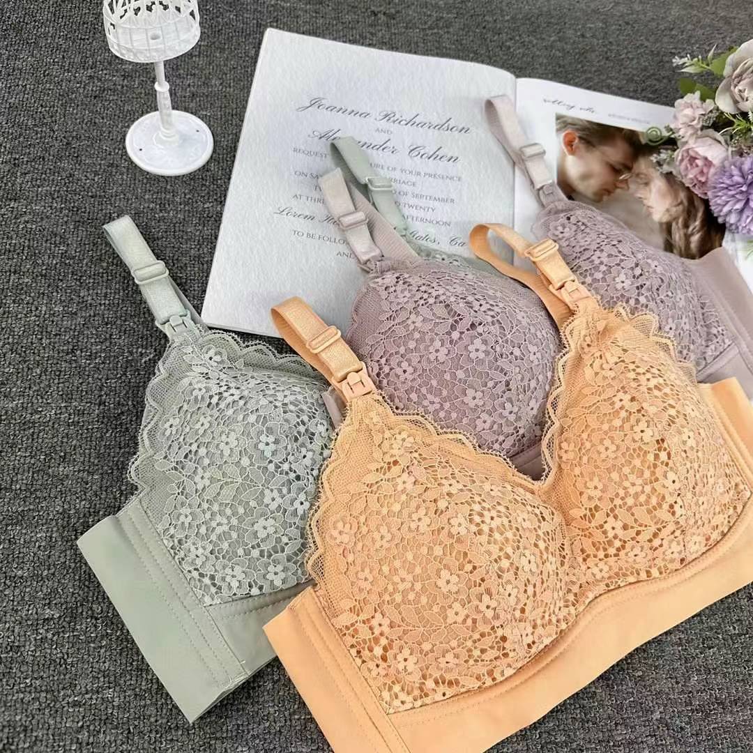 Nuevo tipo de embarazada sin anillo de acero abierto delantero de botón grande bra de lactancia de lactancia ajustable de encaje sujetador ropa interior