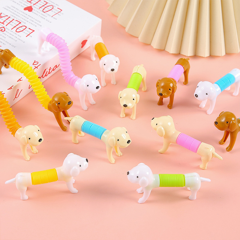 Children's Telescopic Tube Toy Cartoon Dog with Various Shapes, Stress-Relief Toy, DIY Decompression Toy, Wholesale Gifts for Street Stalls