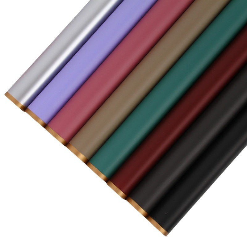 花派对工厂批发热销金色边框鲜花包装纸加厚防水花店包材纸花束纸