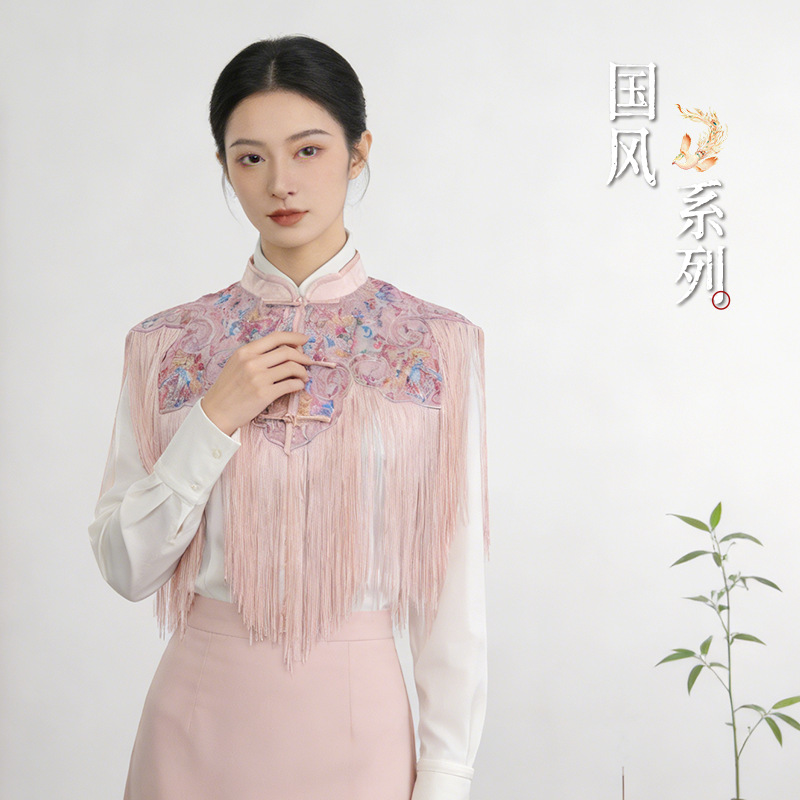 Spring and Autumn New Style New Chinese-Style National Style Shawl for Women with Tassels, Cloud Shoulder Fake Collar, Light Luxury Ancient Style Accessory, Fashionable and Versatile