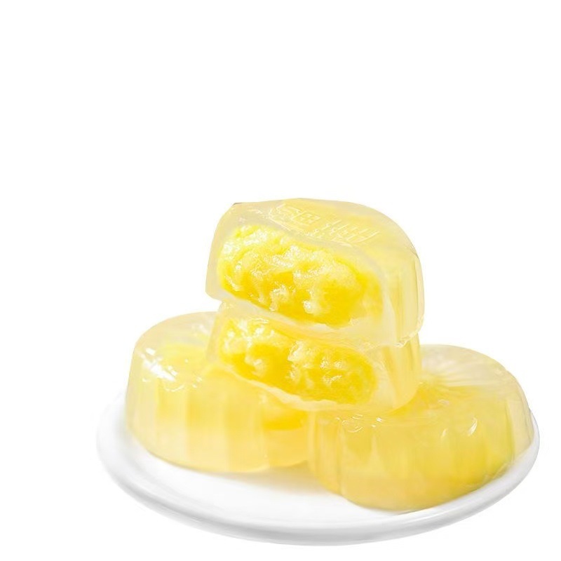 网红休闲水晶榴莲味月饼水果味夹心水晶冰皮月饼中秋月饼糯叽叽|undefined