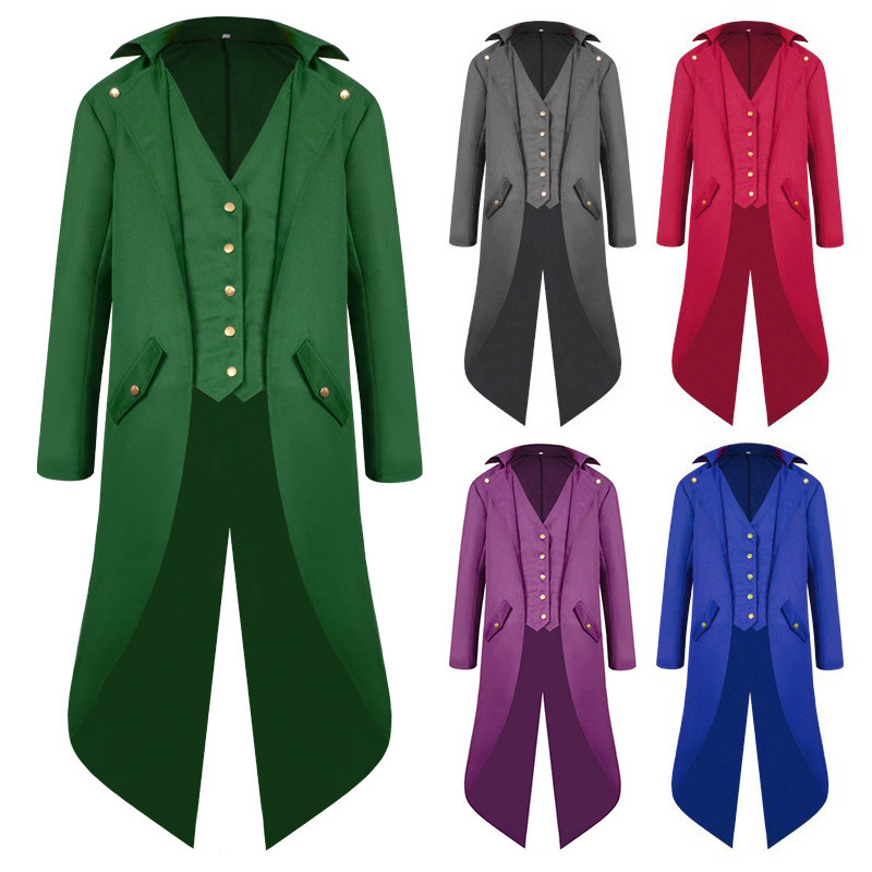 2025 Spring and Autumn New Medieval Retro Men's Tuxedo Cos Costume Prom Red Performance Dress Foreign Trade