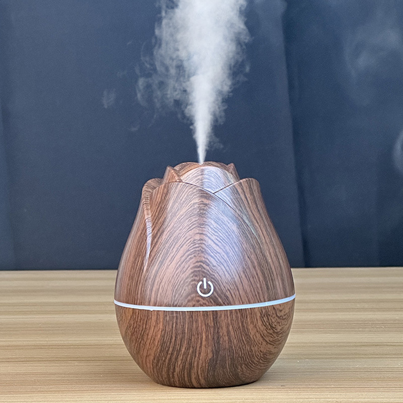 Cross-border rose wood grain ultrasonic humidifier USB car silent bedroom water colorful gradient light aromatherapy machine