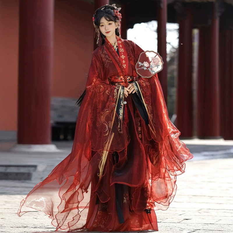 Original New Design Gorgeous Hanfu with Koi Motifs, Super Fairy-Like Red Costume Inspired by Ancient Chinese Films, Improved Han Elements, Chinese Style, Suitable for Everyday Wear in Spring Original New Design Gorgeous Hanfu with Koi Motifs, Super Fairy-Like Red Costume Inspired by Ancient Chinese Films, Improved Han Elements, Chinese Style, Suitable for Everyday Wear in Spring