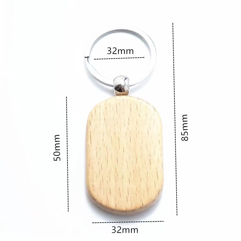 Keychain de madera de haya impresión láser creativa de pequeños regalos fabricantes suministro de keychain de madera