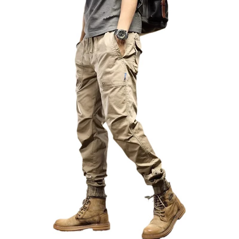 Demi-season retro wear-resistant trousers for leisure, American style