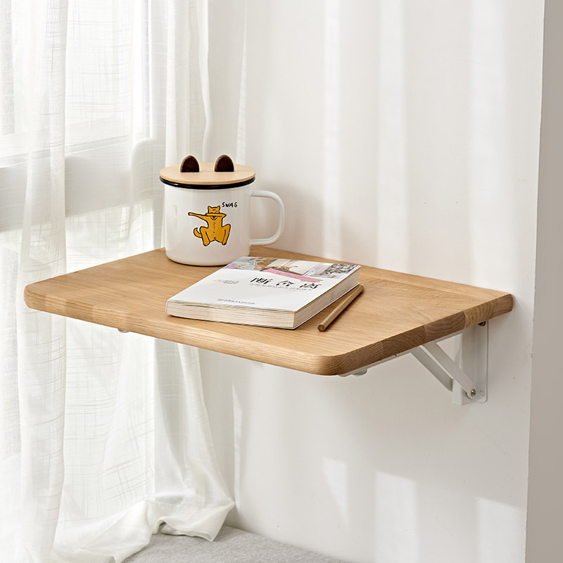 Folding Bay Window Table with Solid Wood Tabletop, Wall-Mounted Shelf, Simple Desk, Bar Table, Dining Table, Wall-Mounted Pine Wood Shelf