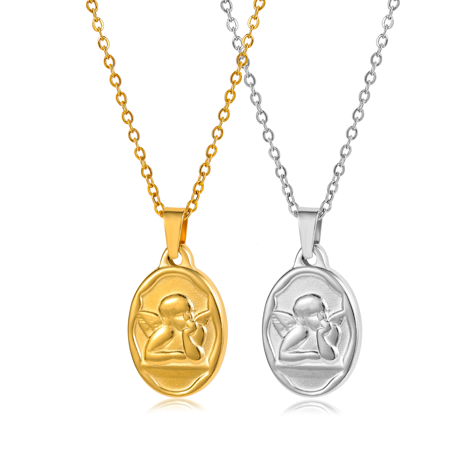 cable chain Chain Type 1 Piece Quantity Hip-hop Retro Cupid Stainless Steel Titanium Steel Patchwork Pendant Necklace