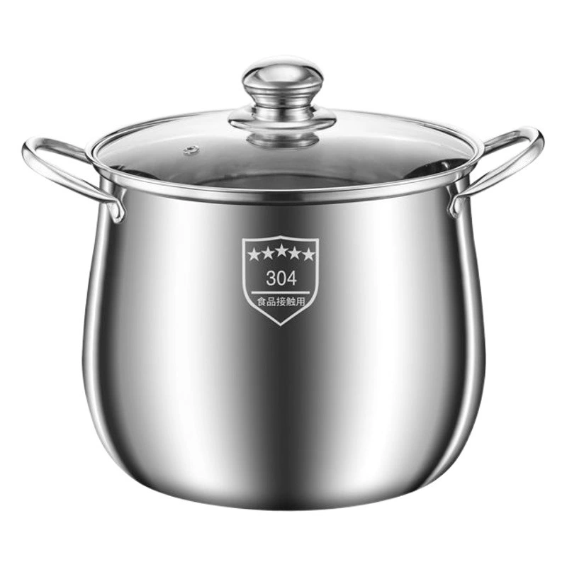 Трендовый на TikTok утолщенный и увеличенный котелок из нержавеющей стали в форме барабана для домашнего использования, большой объемный казан для приготовления лапши и супов.