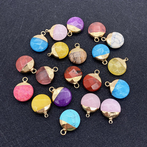 2pcs Natural stone cut pendant 15 x19mm oblate puckering tigereye topaz pendant DIY jewelry accessories wholesale