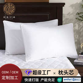 白色枕头一对嵌绳立体靠枕护颈简约枕芯单人家用竹纤维填充枕头芯