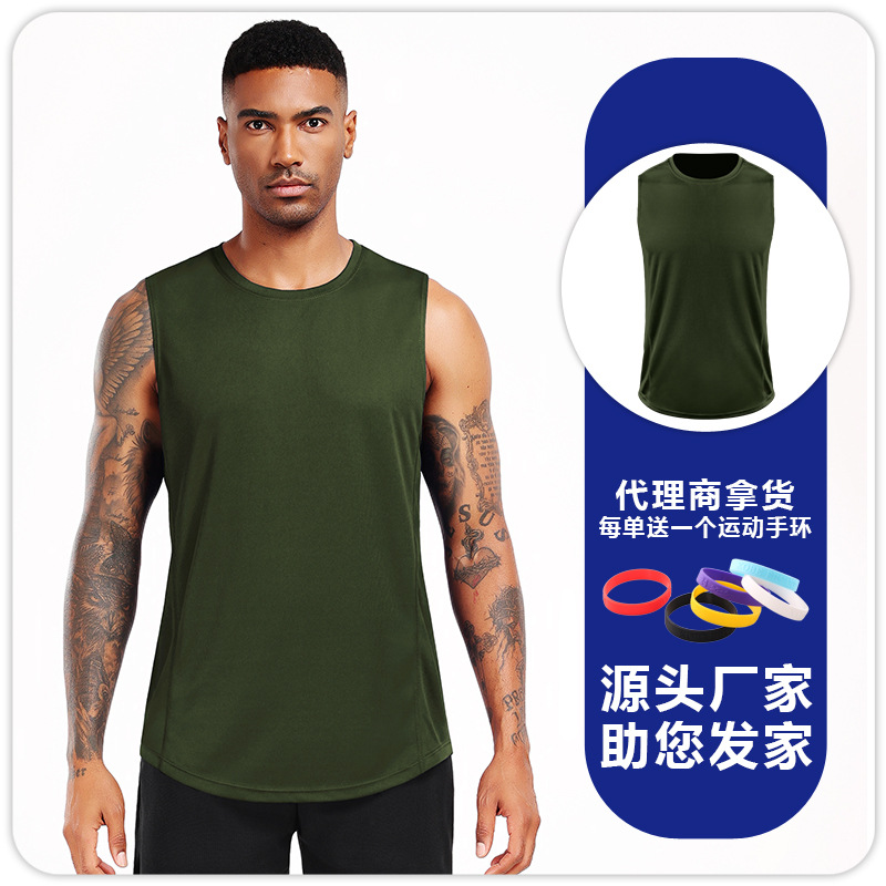 Camiseta de entrenamiento de maratón profesional de bádminton de hombre sin mangas y hombros sueltos deportivos rápidos y transpirables