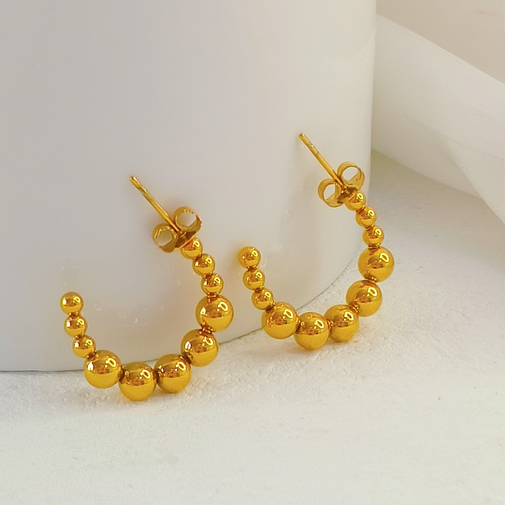 18K Gold Plated Plating C Shape Pattern 1 Pair Simple Style C Shape Plating Stainless Steel 18k Gold Plated Ear Studs