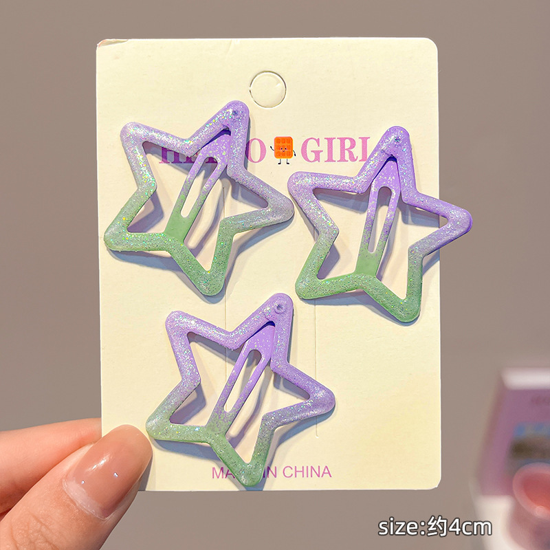 彩色星星边夹女y2k可爱发卡多巴胺bb夹侧边碎发夹子刘海头饰|undefined