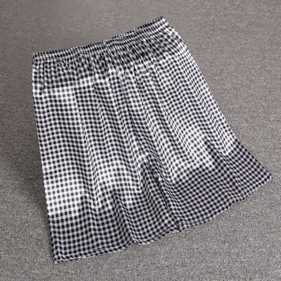 Men's Silk Thin Pajama Pants Summer Silk Loose Casual plus size Home Pants Solid Color Ice Silk Shorts