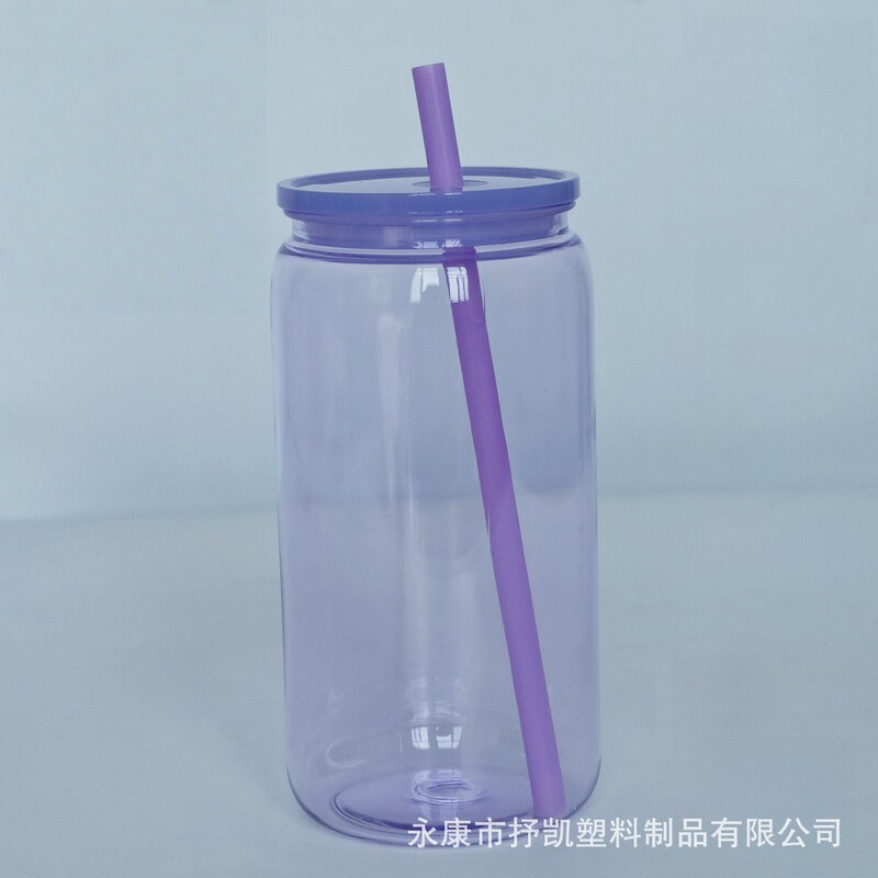 国境を越えて人気の高い大容量PC素材16オンスプラスチックストローカップ、単層半透明カラーメイソンジャー、ロゴ入り|undefined