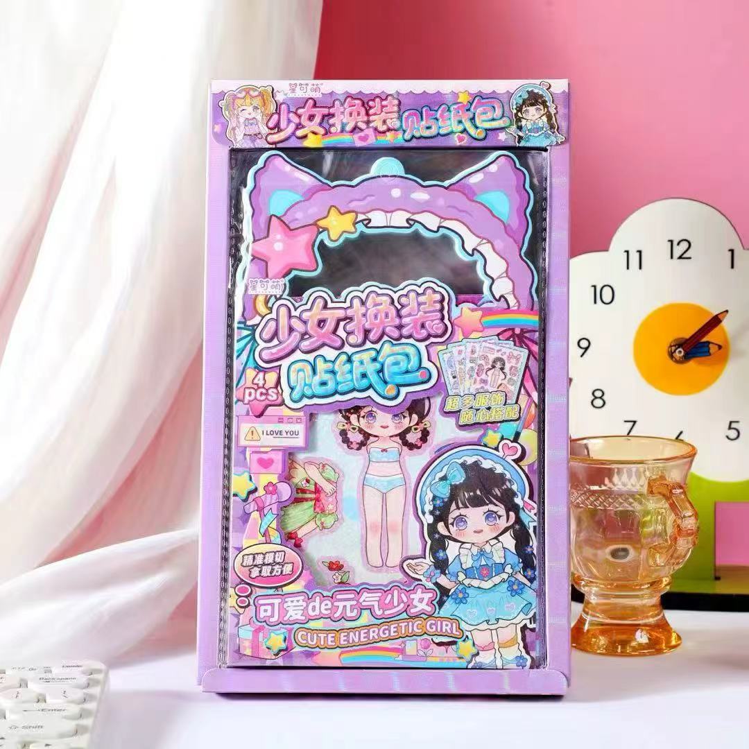 Nuevos regalos para niños chicas chicas chicas pegatinas diy vestir diariamente vestido princesa bolsa de pegatinas de vestuario