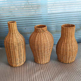 手工编织花瓶桌面柳编插花器皿藤编工艺品摆件柳条花篮工厂定做